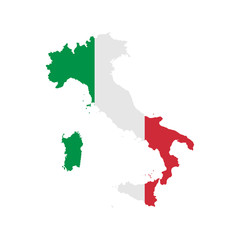 Italy map icon, flag style