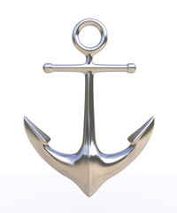 3d render of shiny steel chrome anchor © asfianasir
