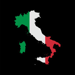 Italy map icon, flag style