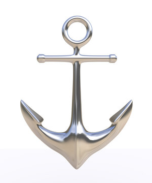 3d render of shiny steel chrome anchor