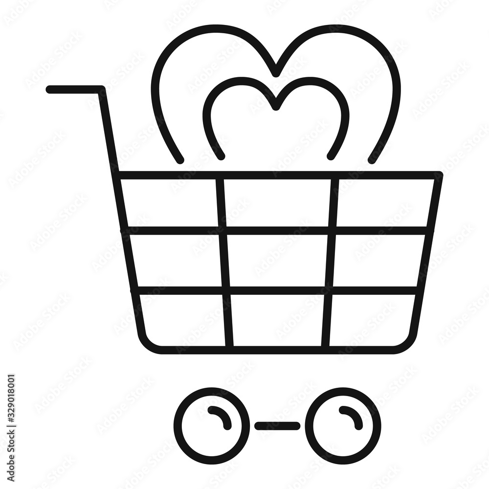 Poster user shop cart icon. outline user shop cart vector icon for web design isolated on white background