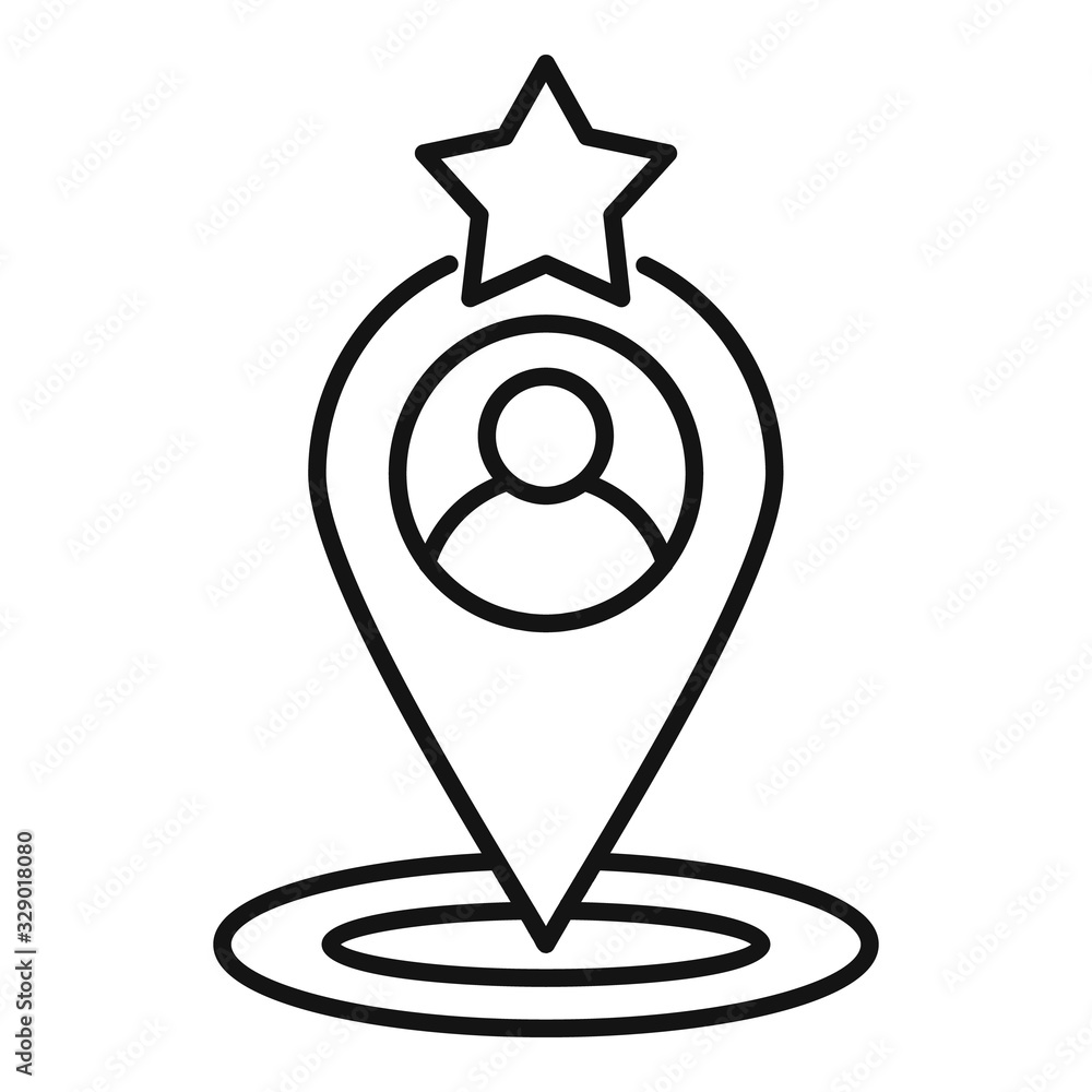 Poster marketing pin map icon. outline marketing pin map vector icon for web design isolated on white backg