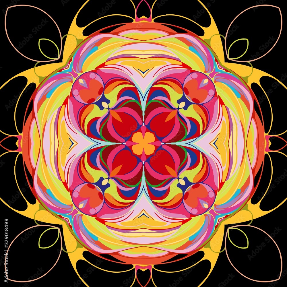 Poster seamless medieval abstract color woven symmetrical square pattern.