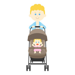 ベビーカーを押す白人男性