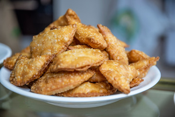 Delicious and typical fried dumplings ready to taste in a Spanish restaurant
