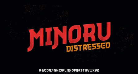 minoru, the Japanese or Chinese  style font with grunge distressed texture font