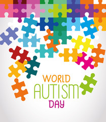 world autism day with puzzle pieces vector illustration design