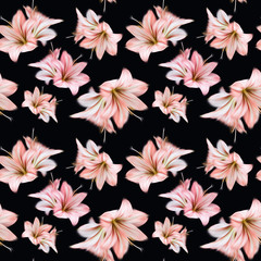 Blurred amaryllis seamless pattern