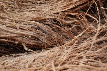 Rough coconut fiber used in the textile industry or to be recycled as a fertilizer depending on quality.