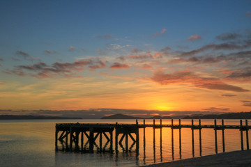 Fototapeta na wymiar Sunrise over pier