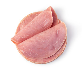 pork ham slices on white background