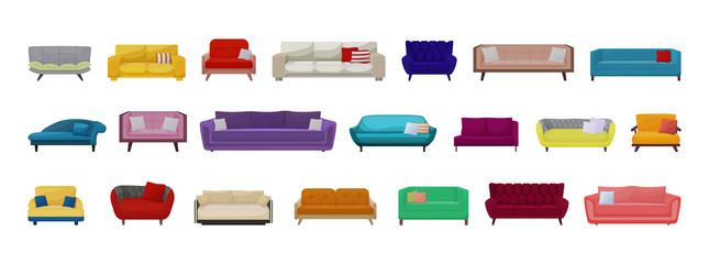 Sofa isolated cartoon set icon. Vector illustration couch on white background . Furniture cartoon set icon.
