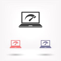 Speed test laptop vector icon , lorem ipsum Flat design