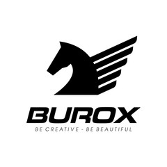 Fly Horse Logo, Black Horse, King Horse Logo Design Inspiration Vector