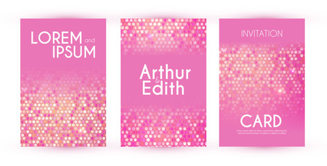 Colorful shining sequins flyer design template set. Abstract poster collection.