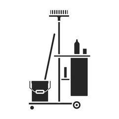 Cleaning of trolley vector icon.Black vector icon isolated on white background cleaning trolley.