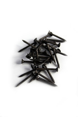 The black screws. Black screws on a white background.