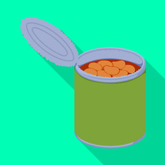 Can of bean vector icon.Flat vector icon isolated on white background can of bean .