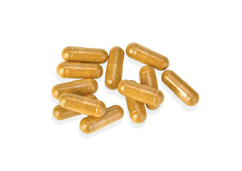 Herbal Capsules on white background