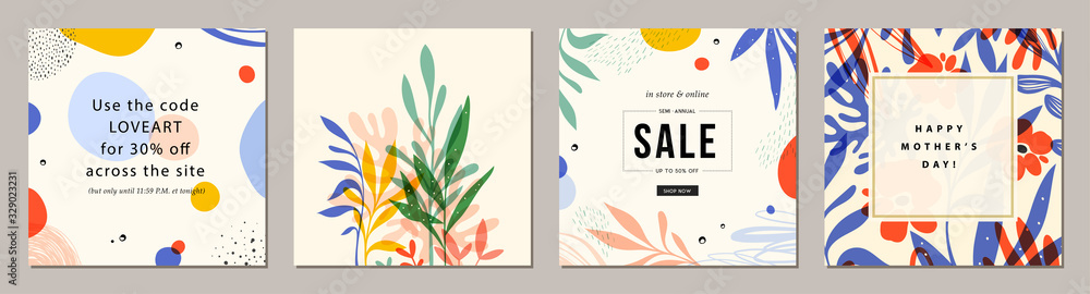 Wall mural trendy abstract square art templates. suitable for social media posts, mobile apps, banners design a