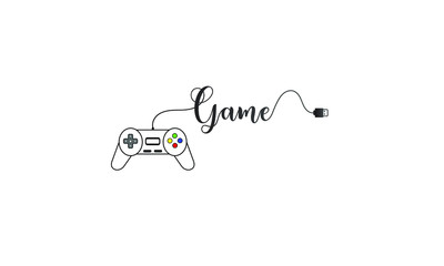 Game gaming logo  keypad controller and  game letters vector icon