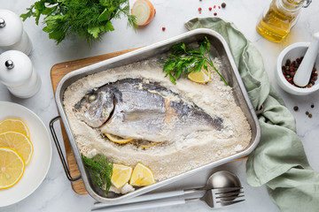 delicious  salt-baked dorada fish