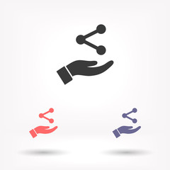 Network icon in the hand , lorem ipsum Flat design