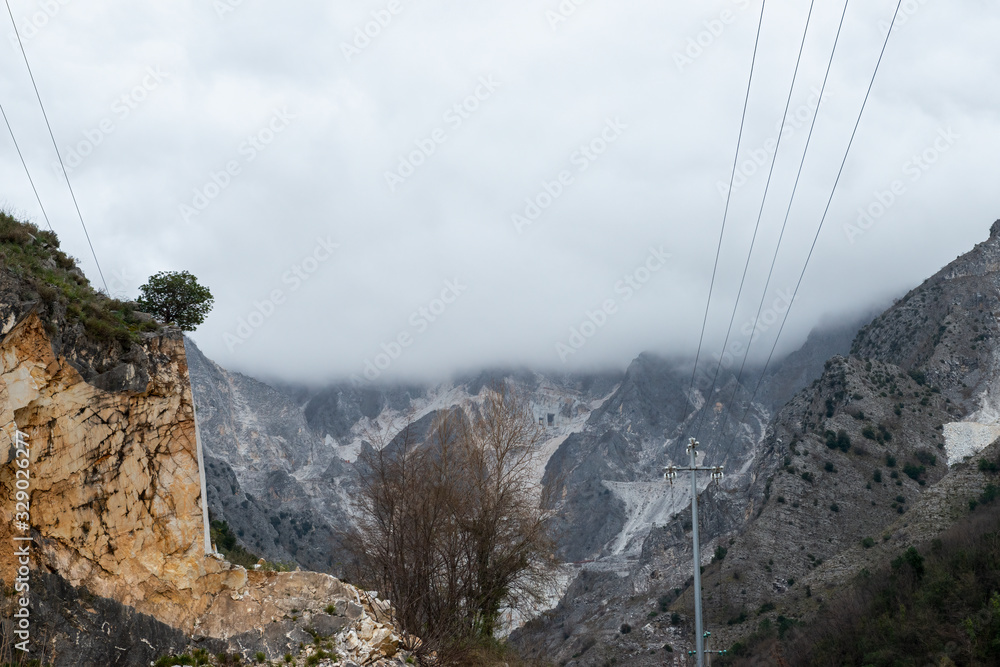 Wall mural very nice view of marble quarry in carrara , itay