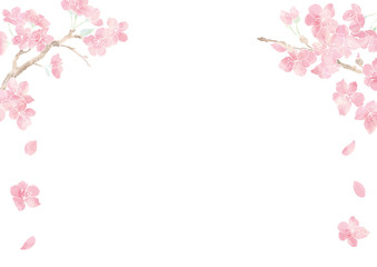 満開の桜の花フレーム14/イラスト素材/背景素材