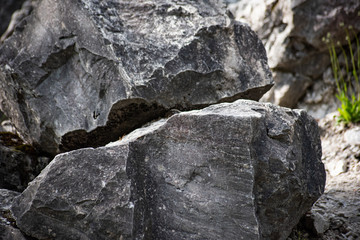 Marble rough stones is close