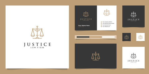 Minimalist Justice logo design with business card template