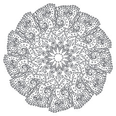 Mandala round star floral lace ethnic pattern coloring page book black and white art therapy relax psychology