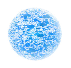 Blue Particles Flowing Inside A Sphere Isolated On White Background