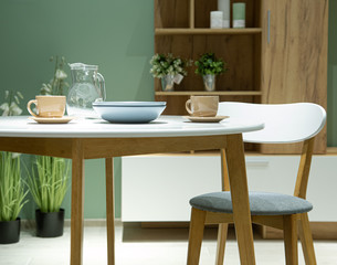 Modern kitchen interior in a store in a shopping center.