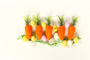 Easter painted egg on white background, holiday background for decoration