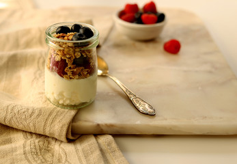 Healthy breakfast, healthy morning, yogurt, berries, granola, healthy life