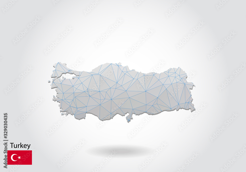 Poster vector polygonal turkey map. low poly design. map made of triangles on white background. geometric r