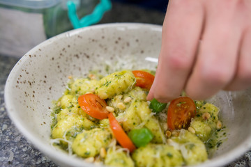 Italian gnocchi, prepared by the boss