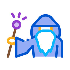 Wizard Hold Wand Icon Vector. Outline Wizard Hold Wand Sign. Color Isolated Contour Symbol Illustration