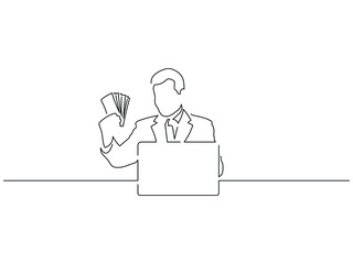 Man using a laptop isolated line drawing, vector illustration design. Technology collection.
