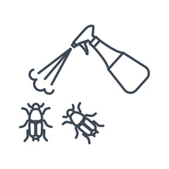 Obraz premium Thin line icon agriculture, spraying pesticide, insecticide, bug