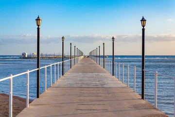 Fototapeta na wymiar Landscape with long pier in egyptian sea