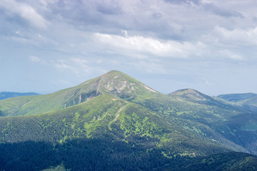 Mount Hoverla in Carpathian Mountains, view from the west