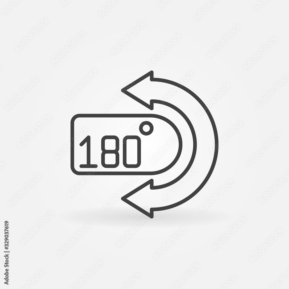Poster arrow with angle 180 degrees outline vector concept icon or design element