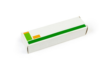 Box pack with medical product on a white background