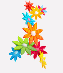 Fototapeta premium Composition of 3D stylized flowers