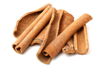 Cinnamon on a white background