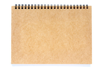 Brown spiral notebook on isolated white background 
