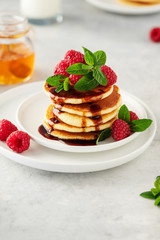 Sweet pancakes with raspberry