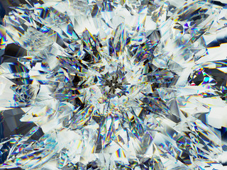 Gemstone or diamond texture closeup and kaleidoscope